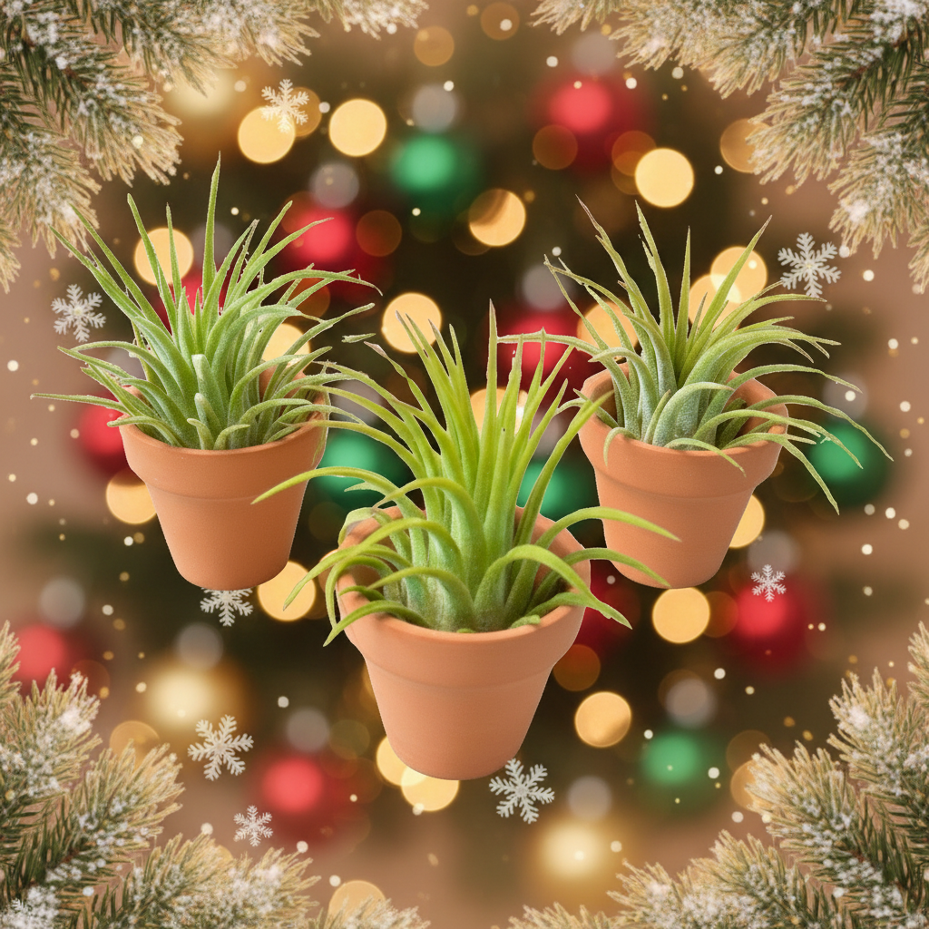 3 Ionantha Air Plants with Mini Terra Cotta Pots